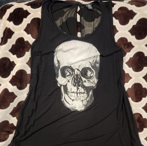 Torrid Skull Glitter Accent Sheer Back Tank Tunic Size 0